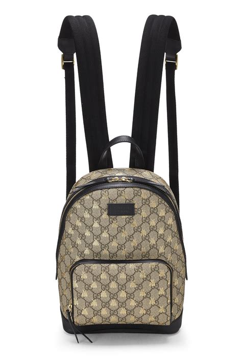 Gucci Black & Original GG Supreme Canvas Bee Backpack Small 